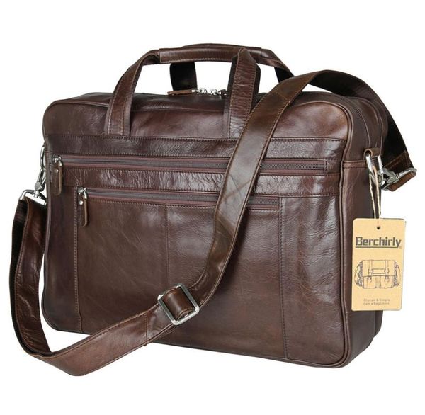 

briefcases luxury grade genuine leather bag men briefcase messenger bags large capacity business office male 17" laptravel handbag
