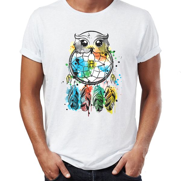 

men's t shirt tribal watercolor owl artsy awesome artwork drawing printed tee