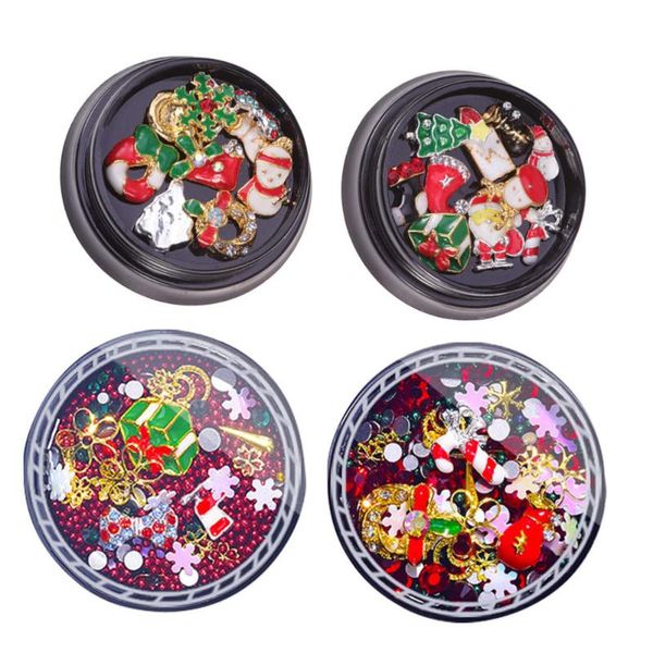 

4 boxes 3d christmas nail rhinestone manicure charms snowflake nail stickers, Silver;gold