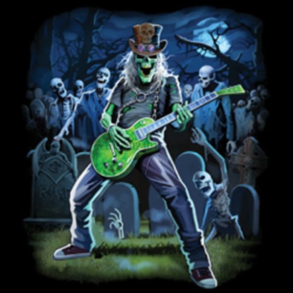 

zombie rock gravestone reaper skeleton skull guitar music t-shirt tee