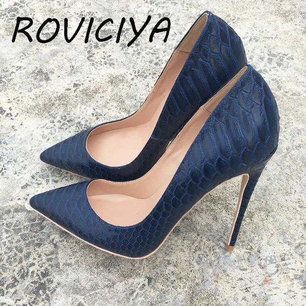 

dark blue fish scale fashion new pointed 12cm high-heeled exquisite elegant single shoes ladies party shoes yg029 roviciya, Black