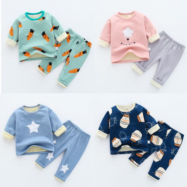 

warm girls winter clothing baby underwear + pants sets thickening vevet kids clothes girls 1-5y kids boys clothes toddler, White