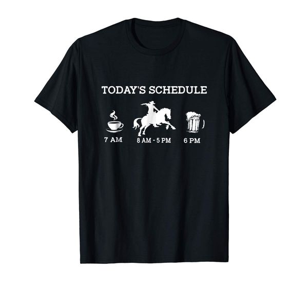 

today's schedule coffe racing horse drinking beer t shirt man print t-shirt hipster tee 2018 fashion