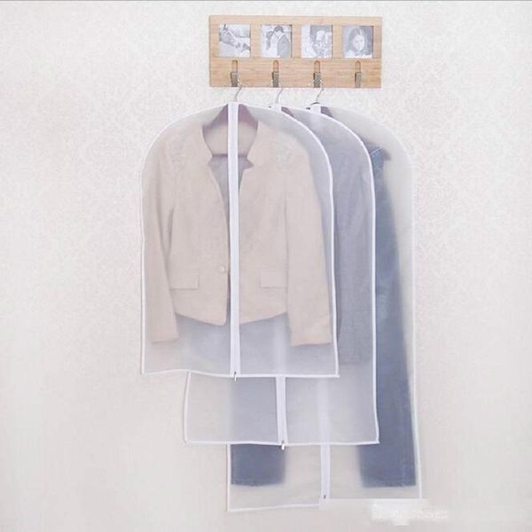 

100pcs cloth dustproof cover garment organizer suit dress jacket clothes protector pouch travel storage bag with zipper wholesale