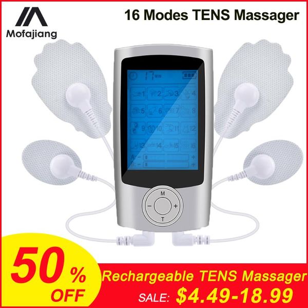 muscle stimulator tens unit 16 modes dual output health care ems body massage electric electronic pulse physiotherapy massager