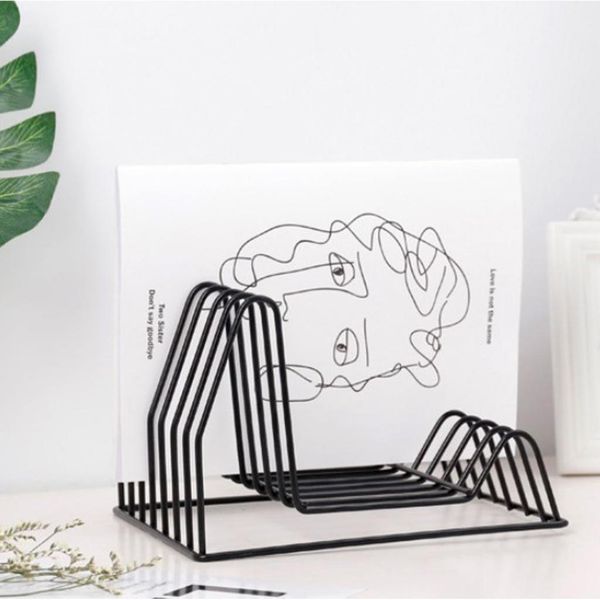 

2pcs nordic minimalist iron wire deskbookshelf holder for home office newspaper magazine organizing