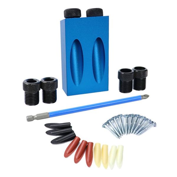 

1set woodworking tools pocket hole jig kit angle drill guide set hole puncher locator diy carpentry tools