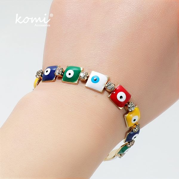 

komi boho fashion eyes evil eye bracelet colorful drop rhinestone crystal alloy inlaid eye bracelet adjustable women k2483, Black