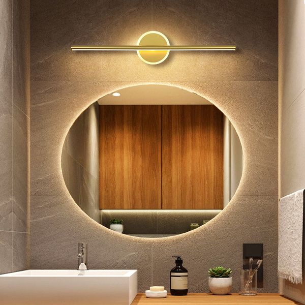 

led modern wall lights bedside lights mirror front for living room bathroom lamps golden&white frame led wall