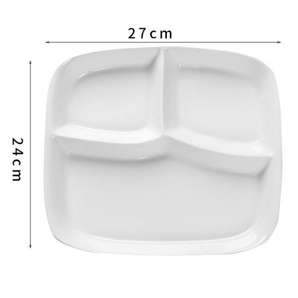 

creative three grids ceramic breakfast plate sub-grid square dinner plate serving tray fruit cake dish white pink blue green yellow
