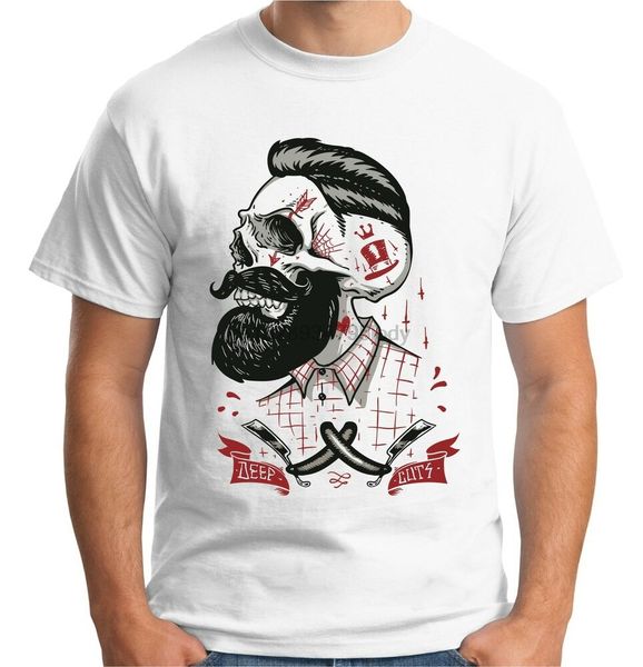

velocitee mens deep cuts hipster t-shirt barber shop barbers tattoo beard v43
