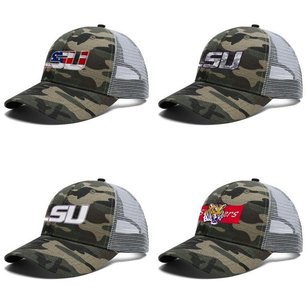 

mens women lsu tigers effect flag football adjustable trucker cap cricket fitted popular vintage baseball hat gray camouflage logo white, Blue;gray