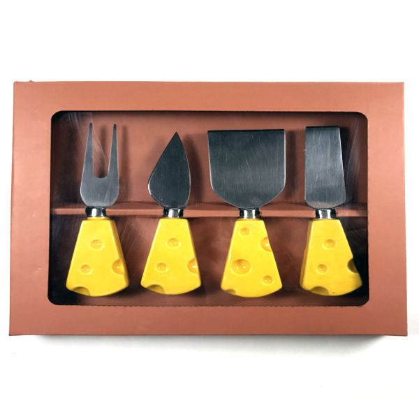 

tableware cheese knife ceramic handle promotional gift stainless steel tableware set of 4