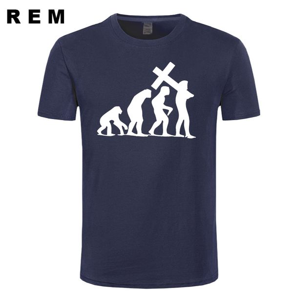 

rem short-sleeve create your own shirt design cotton mens evolution into religion and christianity round collar tees