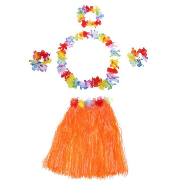 

5pcs new hawaii hula skirt set handmade grass skirts orange, Black