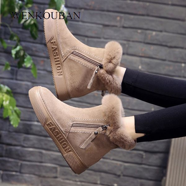 

platform boots women winter warm snow boots suede leather ankle botas ladies wedges shoes fashion non-slip botines mujer 2020, Black