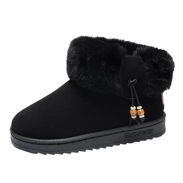 

new women boots fashion comfortable shoes ankle boots plush warm round toe casual female snow zapatos de mujer y11-62, Black