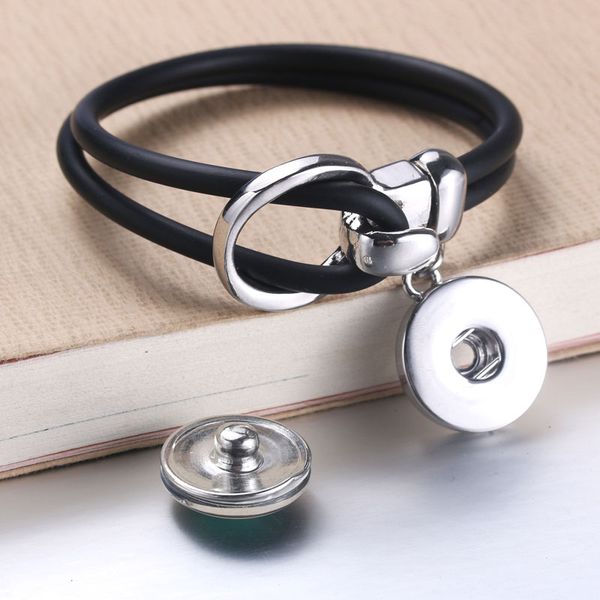 

new black 18mm snap button bracelet & bangles racelets for snap jewelry 5484, Golden;silver