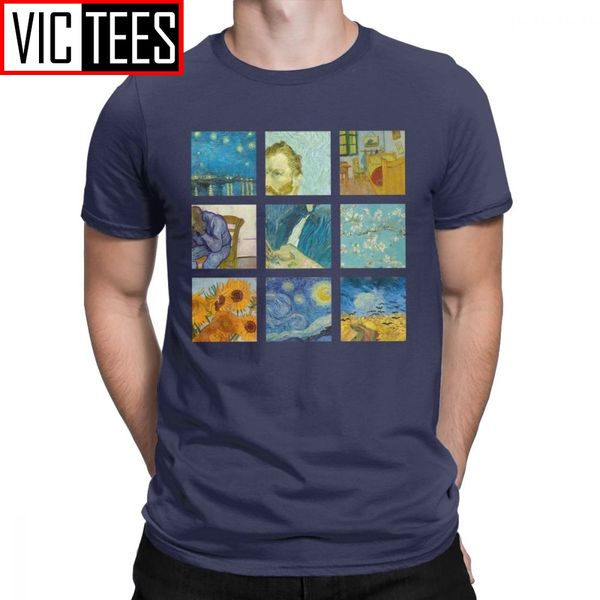 

van gogh paint sunflowers t shirt for men 100 premium cotton t-shirts portrait vincent culture art tee shirt happy new year