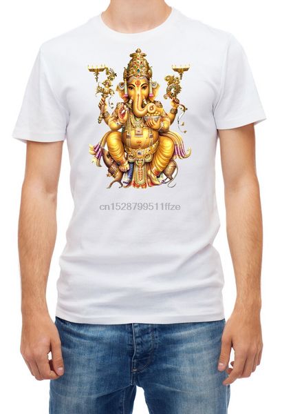 

hindu ganesha etnic mens white short sleeve cotton t shirt