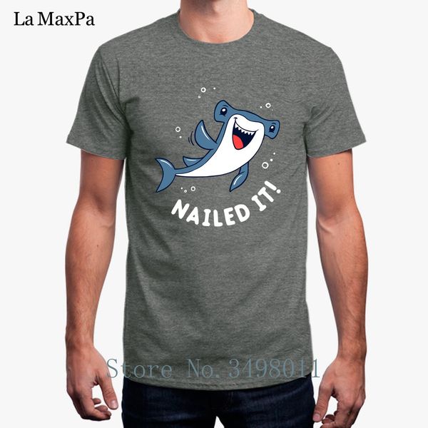 

nailed it hammerhead shark t-shirt for men solid color t shirt for men round neck summer tee shirt mand