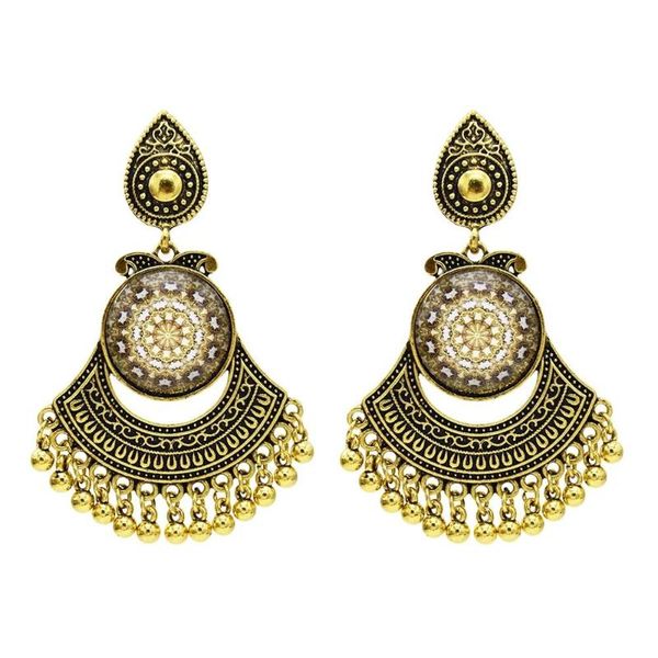 

dangle & chandelier gypsy vintage gold color jhumka earrings bells tassel statement jewelry wedding bridal drop earring egypt afghan, Silver
