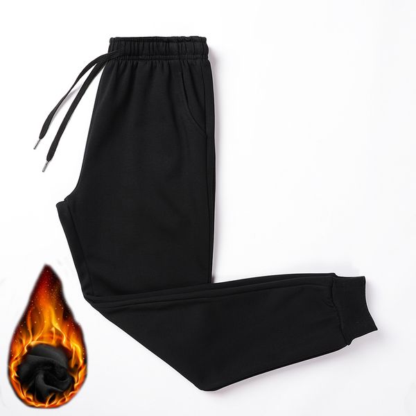 

running pants winter plus velvet super warm pure cotton jogging men sweatpants training sport sportswear workout z021, Black;blue