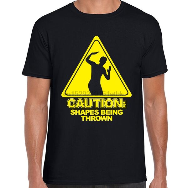 

caution shapes being thrown printed mens t shirt rave edm club dance music funny