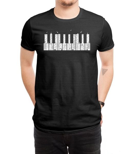 

new men casual printed t shirt piano skyline short sleeve t-shirts tee