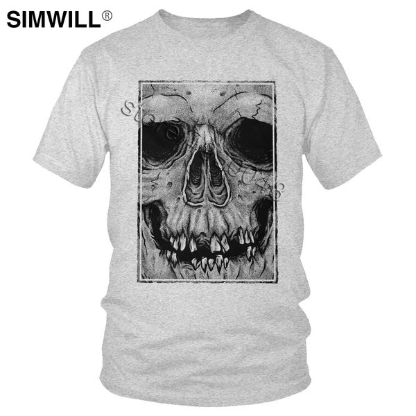 

ужас череп футболка мода повседневная эко хлопок футболки для мужчин короткие рукава мода crew neck оккультной скелет tshirt подарок