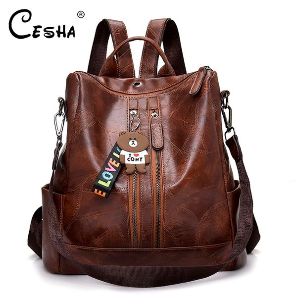 

cesha luxury designer backpack women durable pu leather women backpack pretty style girls schoolbag women's bag daypack