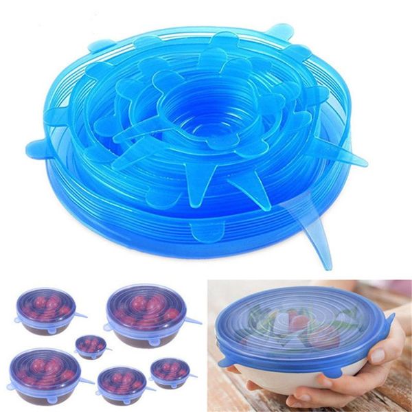 

6pcs/set of silicone fresh-keeping cover round multi-function bowl lid refrigerator microwave sealed fresh-keeping film lid