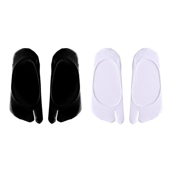 

2pairs женского tabi flop носки ultra low cut 2 пальца ноги носки, Black;white