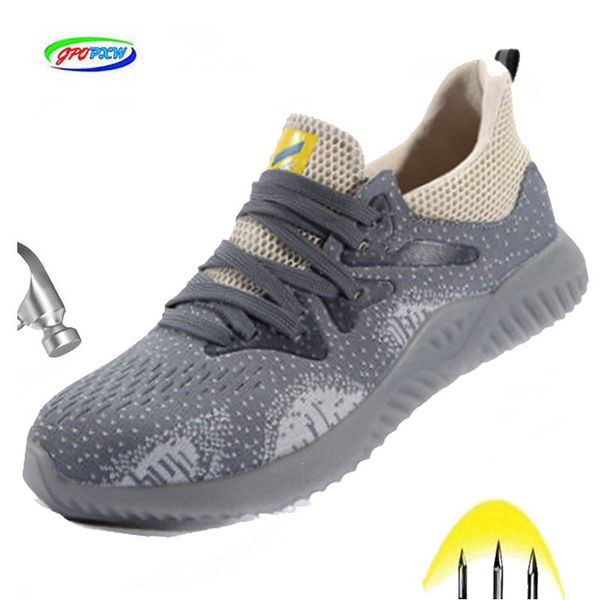 

men's outdoor construction plus size shoes work boots steel toe cap men camouflage safety shoes breathable puncture proof, Black