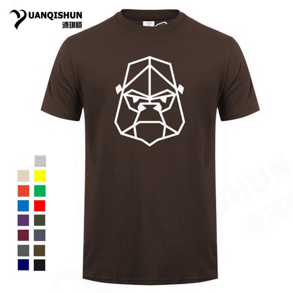 

геометрическая голова шимпанзе портрет tshirt 2018 лето мужская одежда мода хлопок футболки высокого качества животных line art tshirt