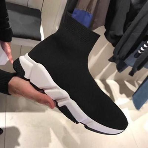 

wholesale new men women fashion sock shoes speed trainer sneakers flat shoes 36-46 with box, Black