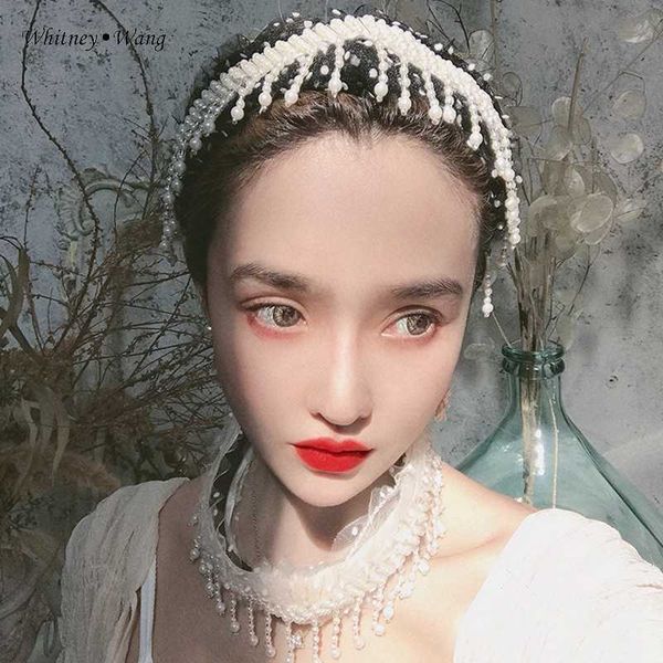 

hair accessories whitney wang 2021 summer fashion streetwear beading tassel polka dot mesh hairband for women headband girls headwear band