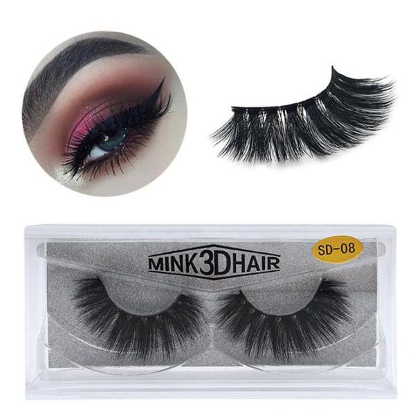 

1pair 3d mink hair false eyelashes women soft slender long eyelashes multi-layered thick handmade lashes girls beauty essentials