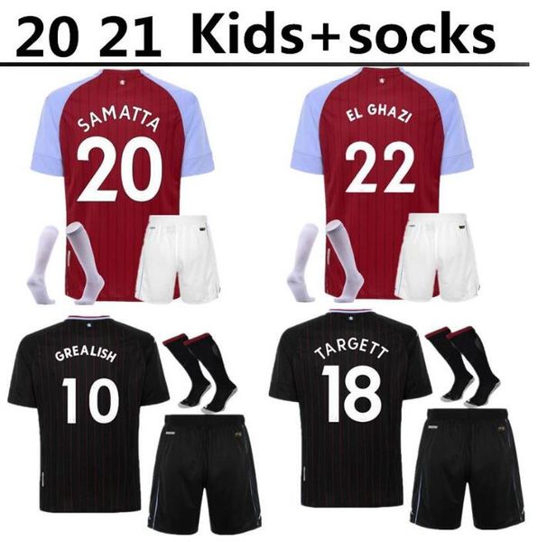 

20 21 aston villa soccer jersey home 2020 2021 samatta targett grealish wesley douglas luiz mcgim el ghazi men kids kit, Black;yellow