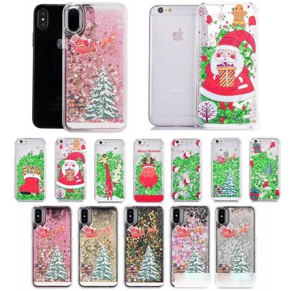 

christmas tree dynamic liquid quicksand star clear hard plastic case for iphone xs x 8 7 6 5s 5c 4 samsung s4 s5 s6 s7 edge s8 plus note 5