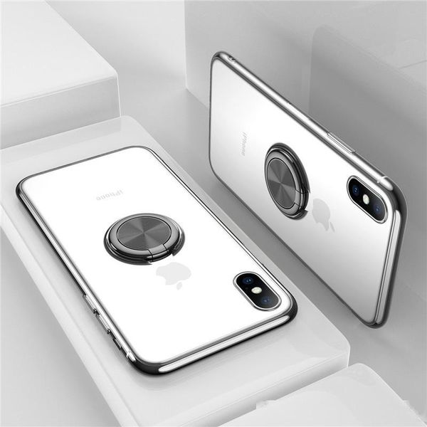 

clear case for iphone 7 8 plus xr xs max x hide ring stand holder transparent phone cases for iphone 6 6s plus soft cover