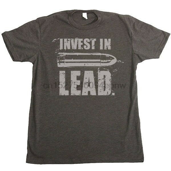 

invest in lead bullet pistol gun rights t shirt color charcoal grey tee size l