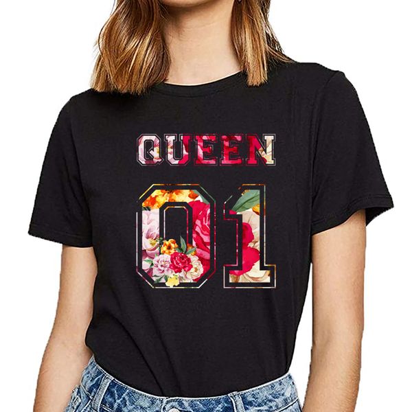 

t shirt women 01 king and queen flowy vogue vintage cotton female tshirt