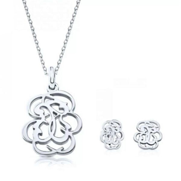 

bear set stainless steel memorial love flower jewel gold jewelry memorial animal pendant necklace earrings set bracelet, Silver