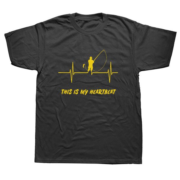 

novelty fisherman heartbeat t-shirt mens short sleeves oversized streetwear hip hop fish printed t shirts tees