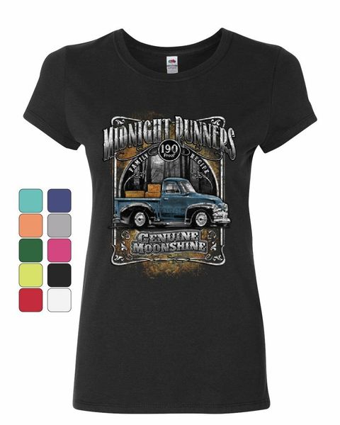 

midnight runners womens t-shirt genuine moonshine drinking whisky booze shirt(1