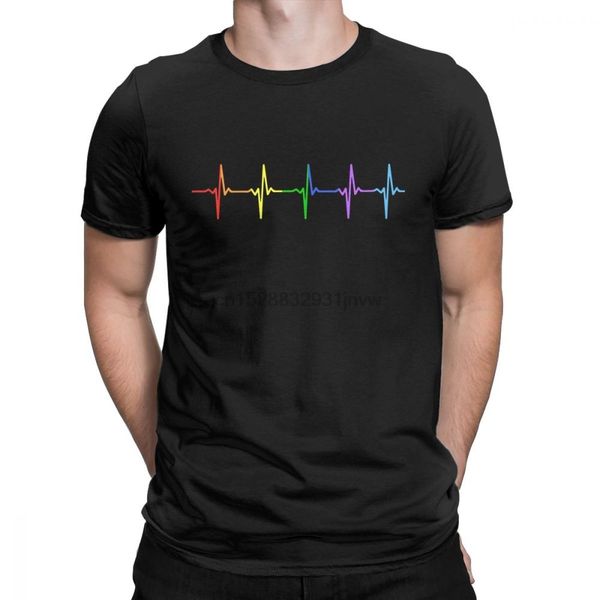 

rainbow pulse hearbeat lgbt t-shirt for men gay pride lgbtq lesbian short sleeve awesome tee shirt o neck cotton t shirt