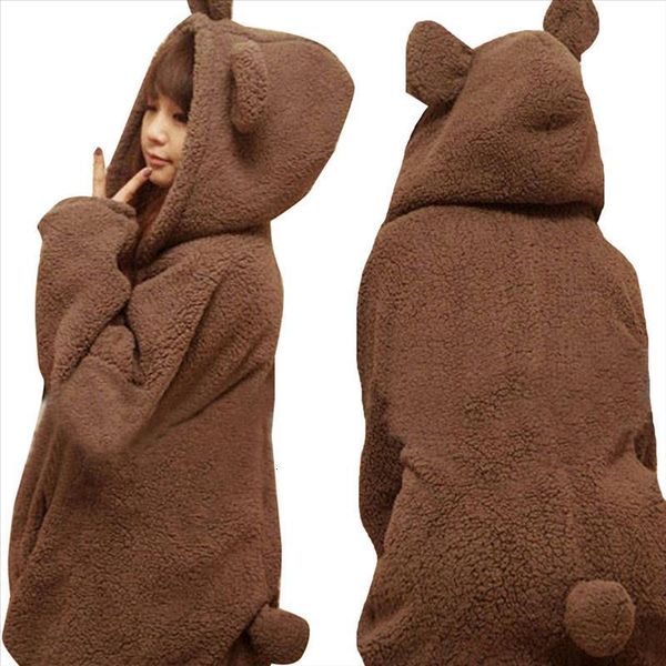 

zip up hoodie punk sweatshirts plush hoodies bear ears tail poleron mujer 2020 cute warm hoodies with pockets for women oversize, Black