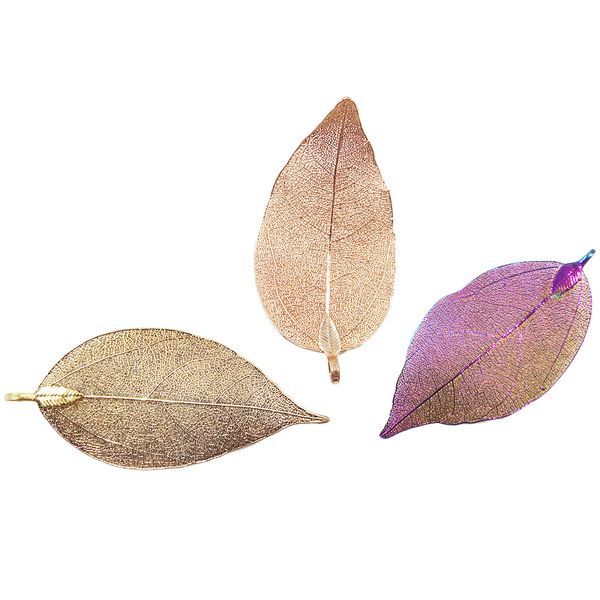

3pcs gold plated leaves leaf sweater pendant long chain for necklace jewelry, Black