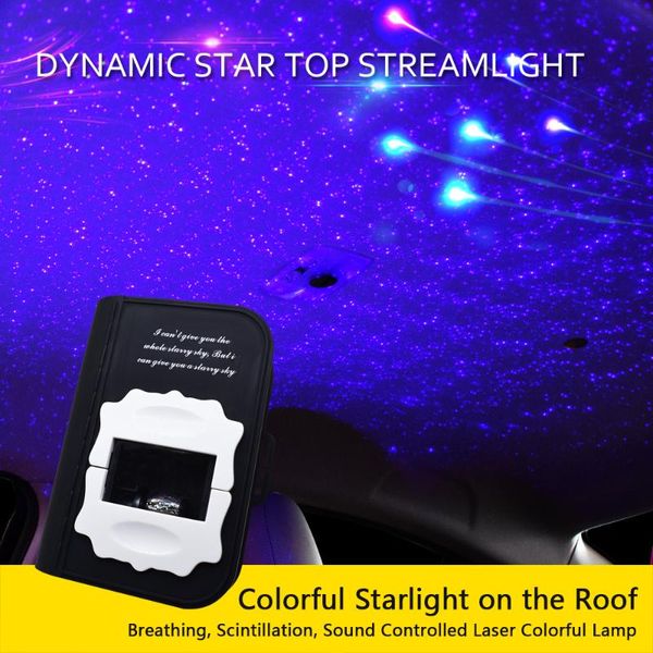 

starry sky light ambiet decorative car led atmophere light music sound remote laser projector control usb plug car home